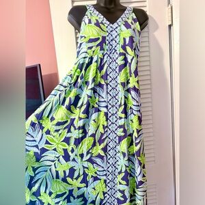Lilly Pulitzer Vibrant Blue and Green Carmilla Maxi Dress • NWT • Size 14